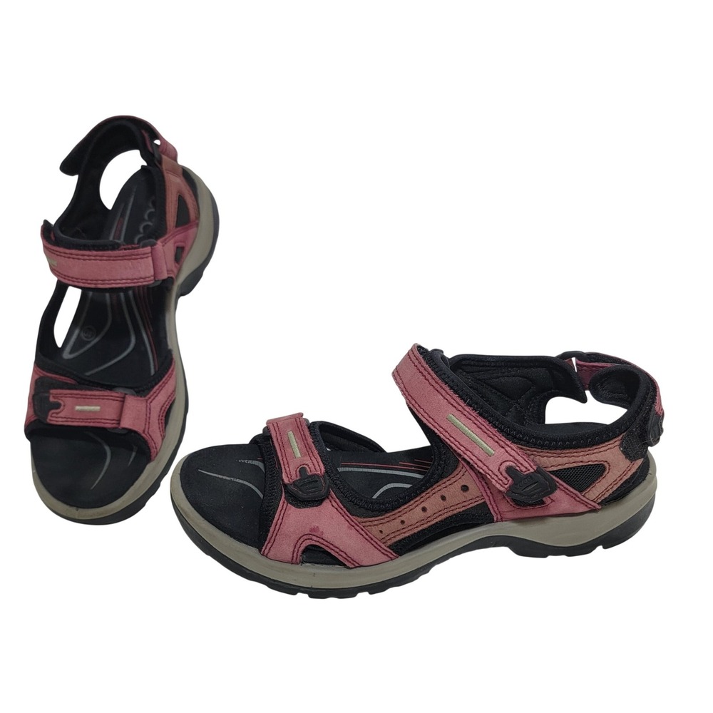 ECCO Offroad Yucatan Walking Sandals Pink Black Nubuck Leather EU 40 US 9-9.5
